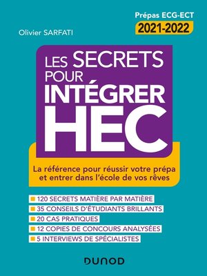 cover image of Les secrets pour intégrer HEC--4e éd.